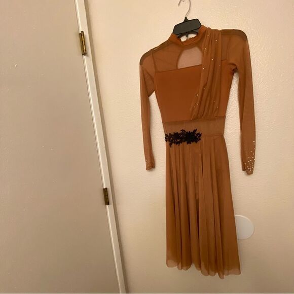 Revolution chai lyrical dance rhinestoned dress LIMITLESS RC22811 Orange LC - Picture 2 of 13